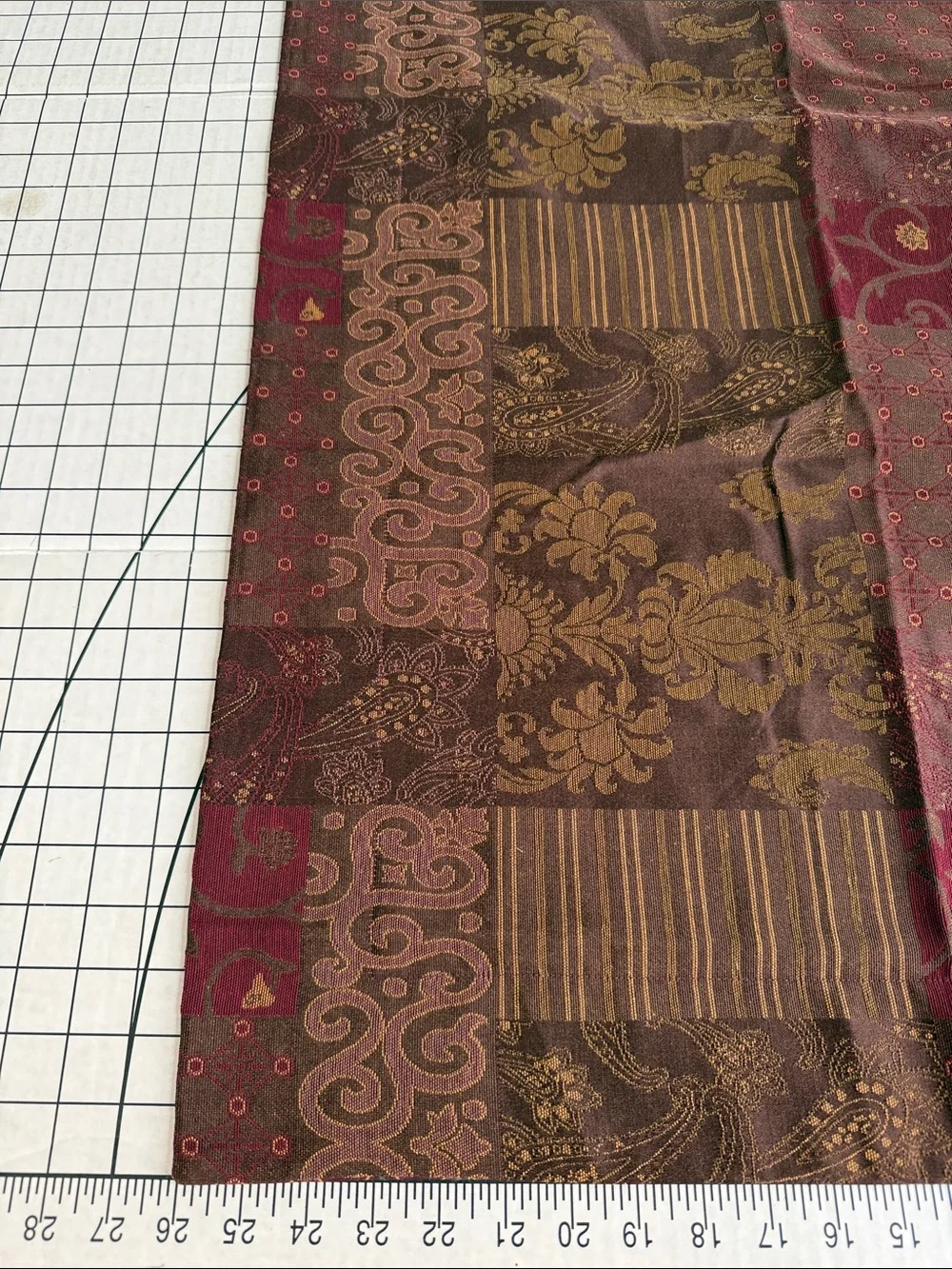 Queen Bed Skirt & 2 Standard Pillow Shams Burgundy Patchwork Paisley Traditional